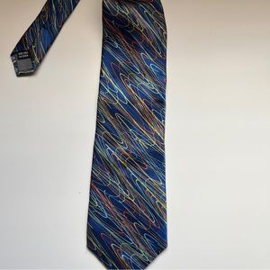 Vintage Jhane Barnes Multi-Colored Swirl Silk Tie retro art teacher bob ross